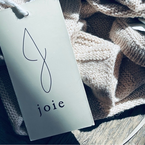 Nwt Joie Linen Blend Textured Knit Open Front Cardigan large beach beige girl - Picture 6 of 7